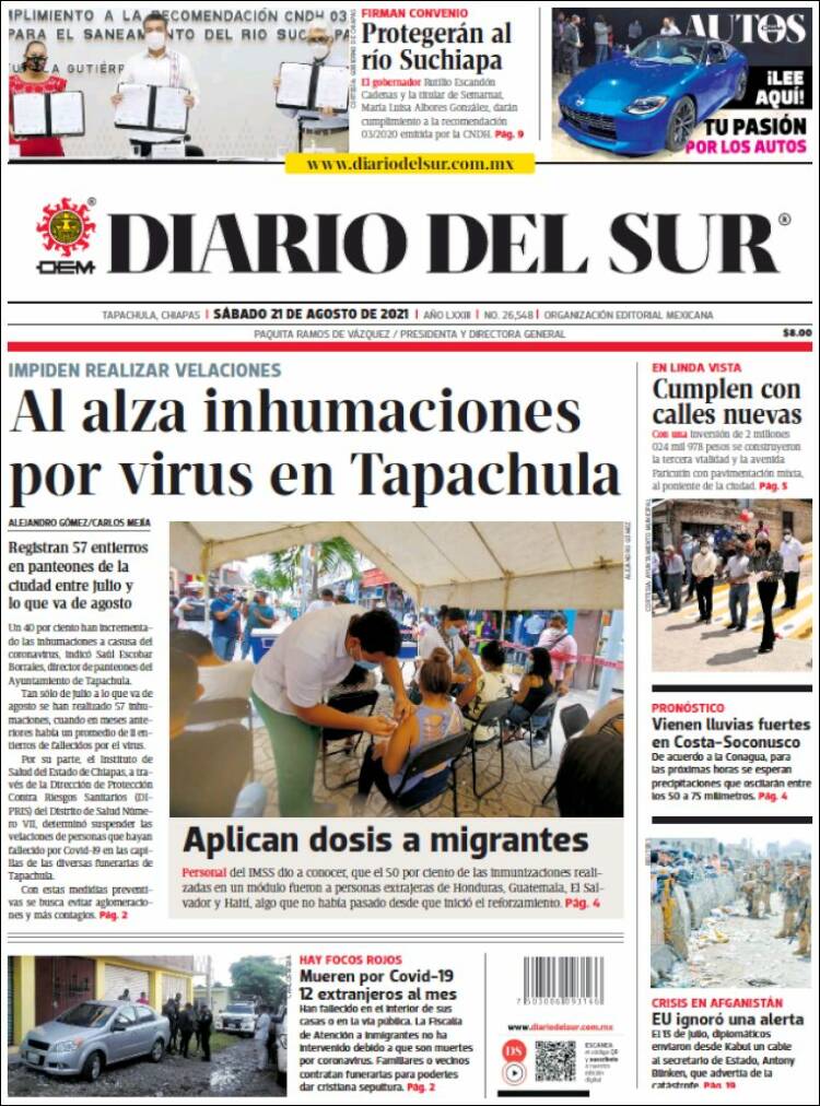 Portada de El Diario del Sur (México)