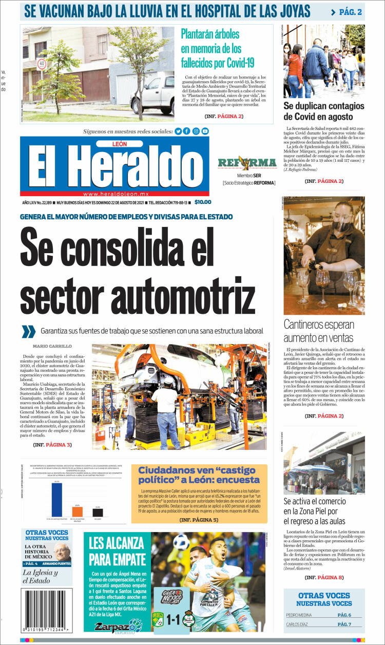 Portada de El Heraldo de León (México)