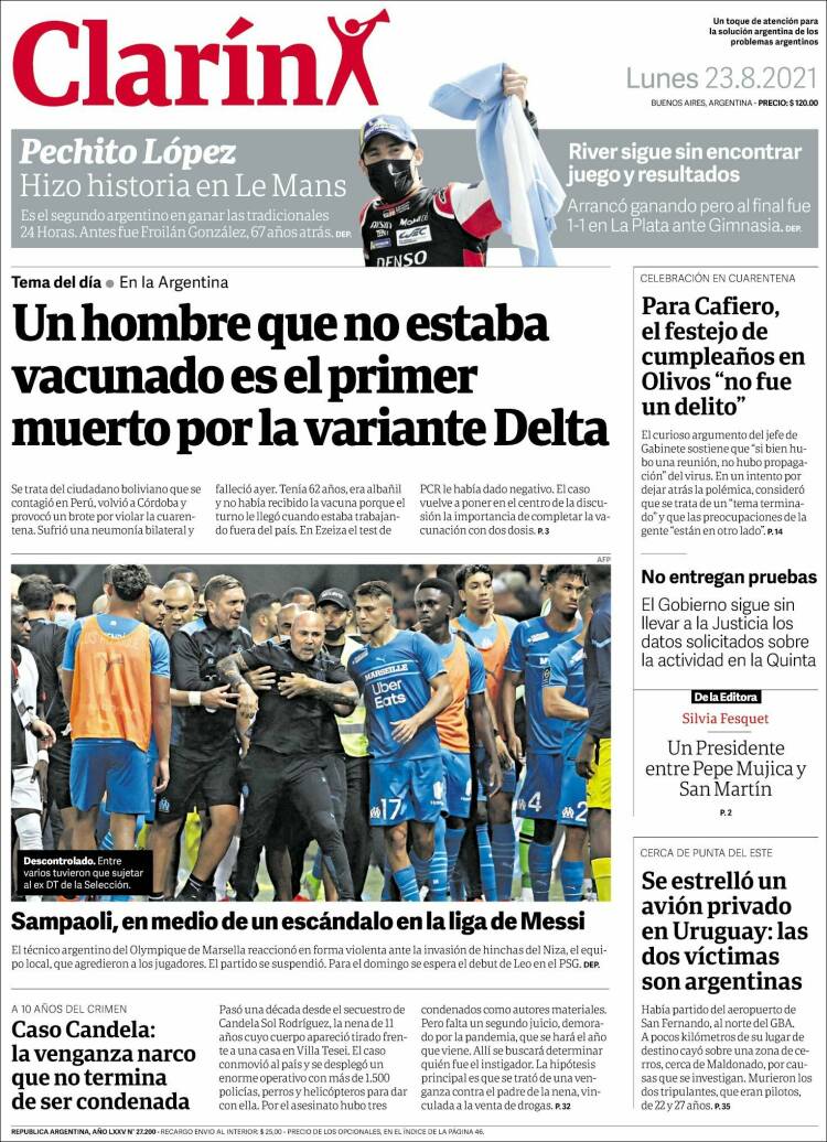 Portada de Clarín (Argentina)