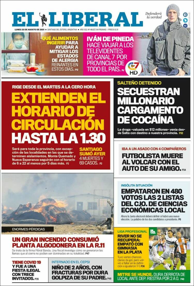 Portada de Diario El Liberal (Argentina)