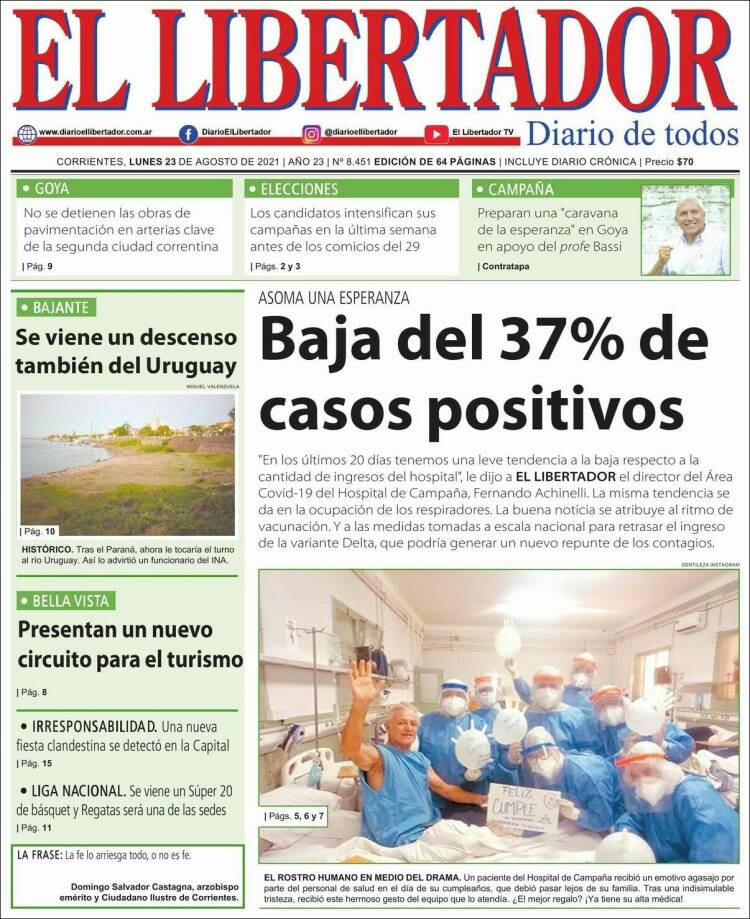 Portada de Diario El Libertador (Argentina)