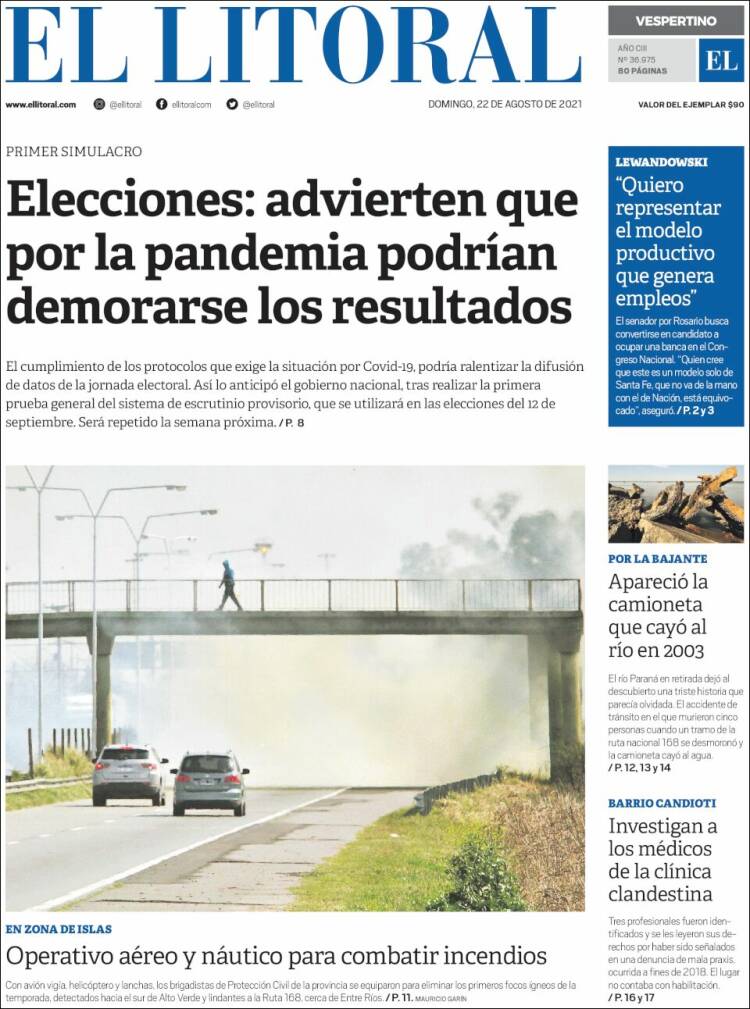 Portada de Diario El Litoral (Argentina)