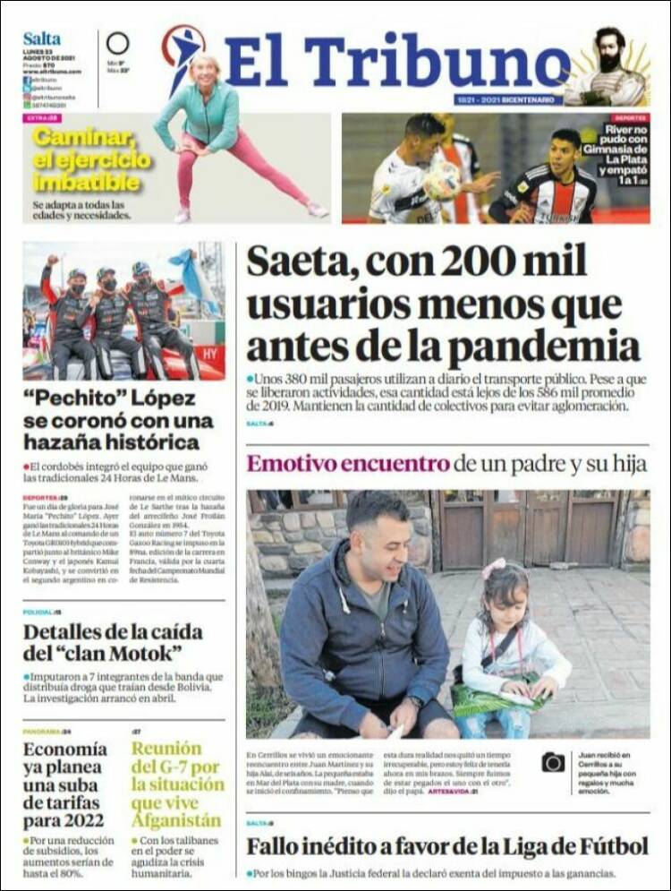Portada de El Tribuno - Salta (Argentina)