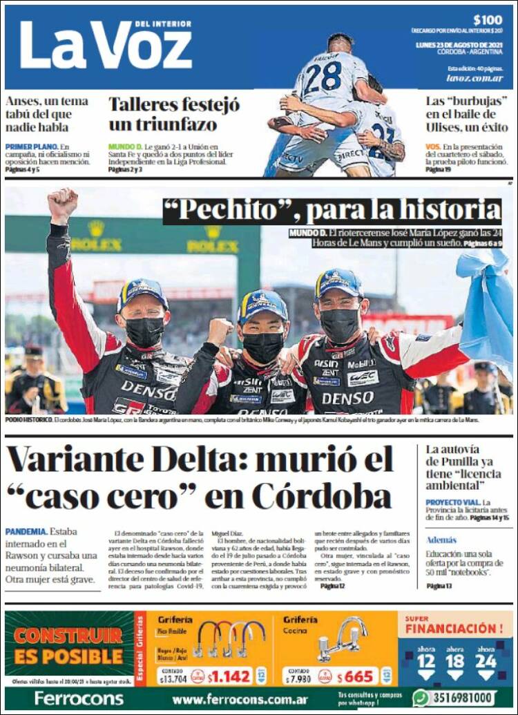 Portada de La Voz del Interior (Argentina)