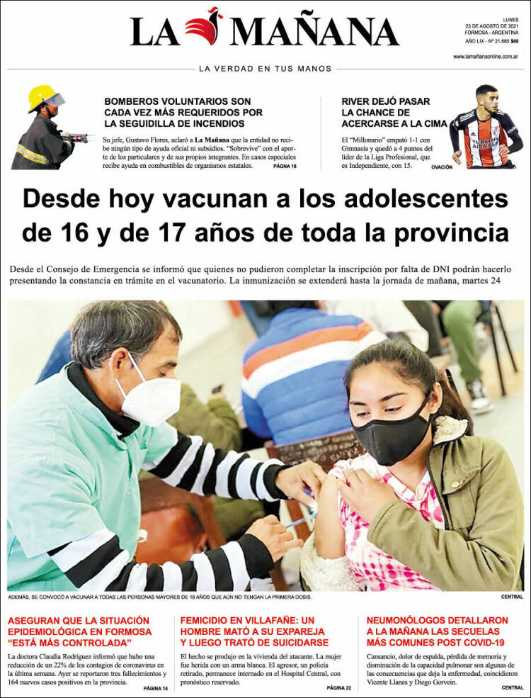 Portada de Diario La Mañana (Argentina)