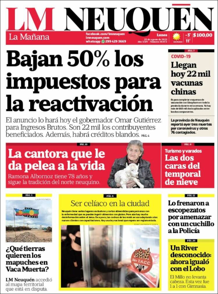 Portada de La Mañanade Neuquén (Argentina)
