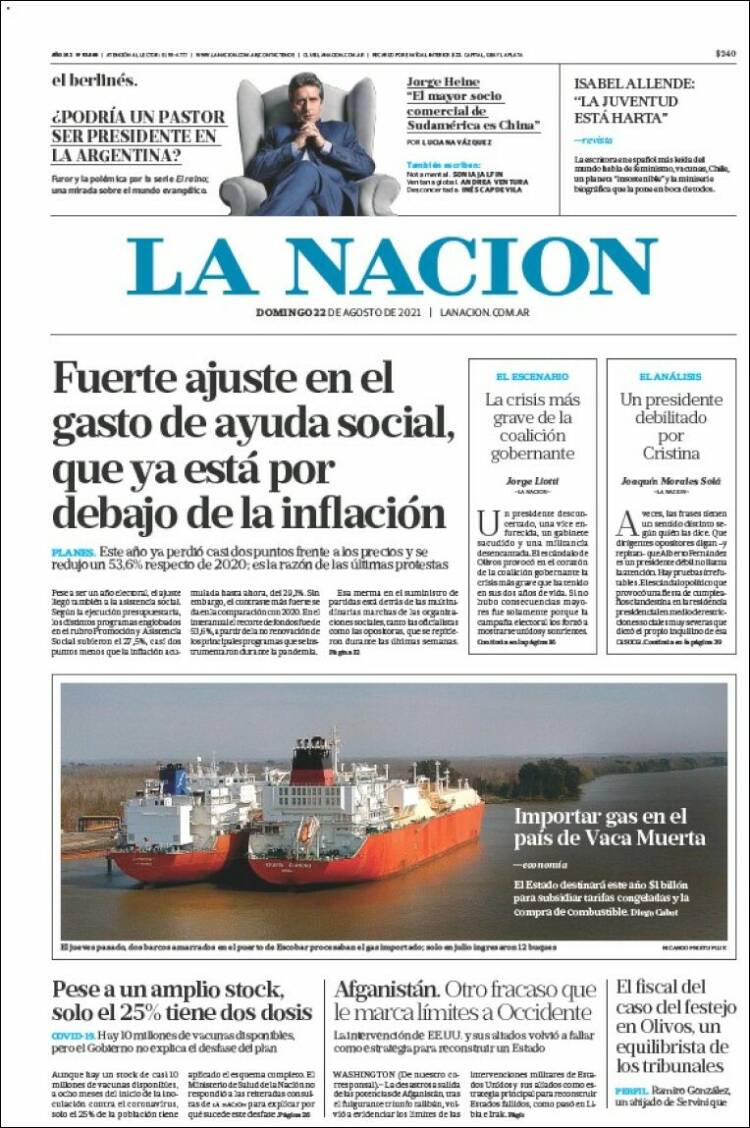 Portada de La Nación (Argentina)