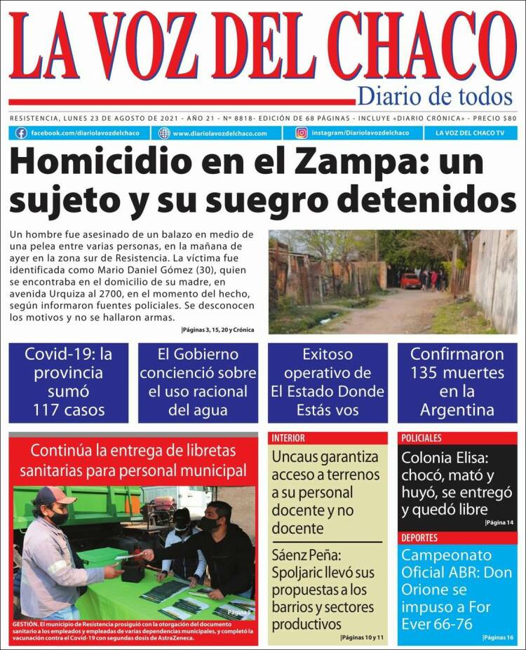 Portada de La Voz del Chaco (Argentina)