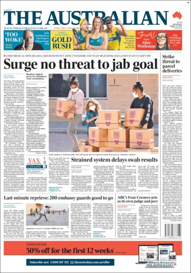 Portada de The Australian (Australia)