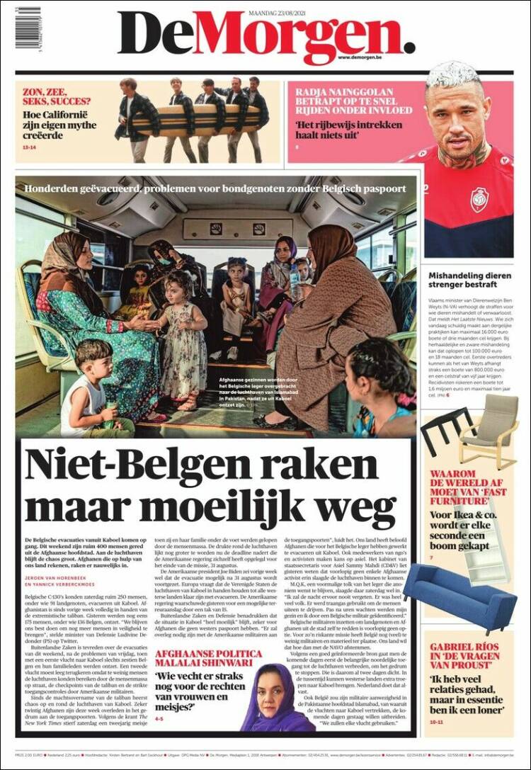 Portada de De Morgen (Belgique)