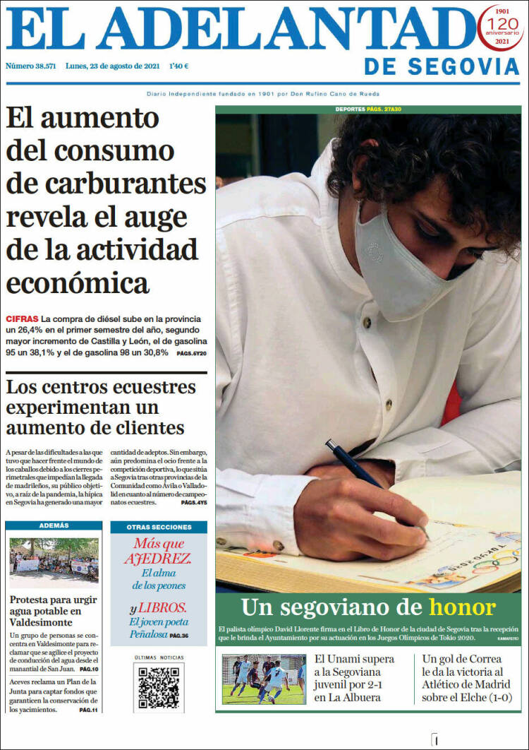 Portada de El Adelantado de Segovia (España)