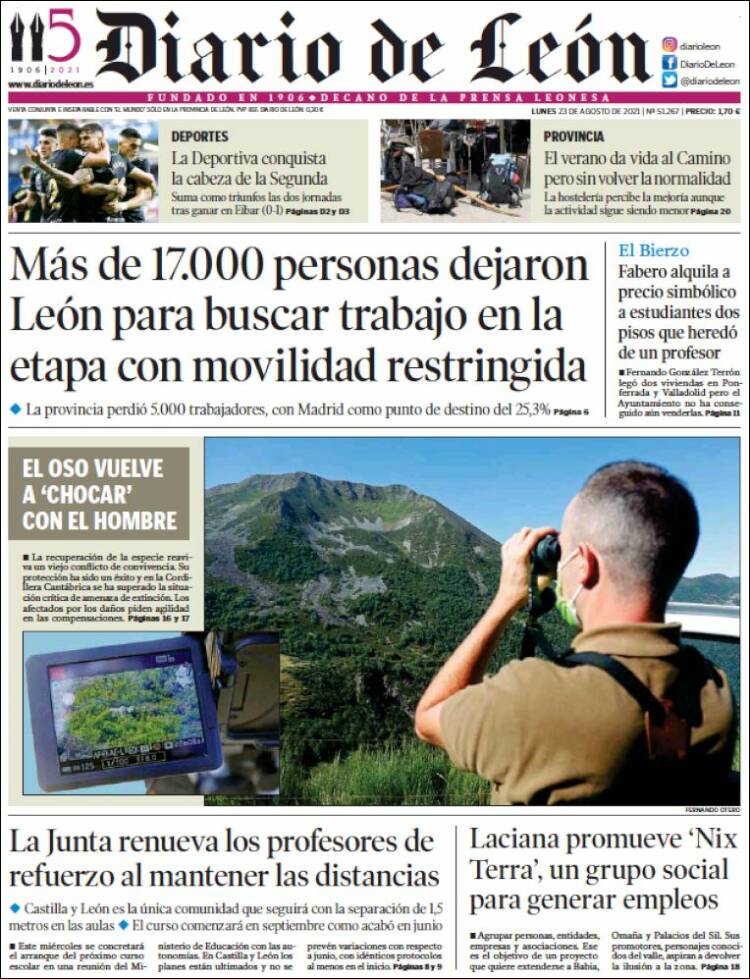 Portada de Diario de León (España)