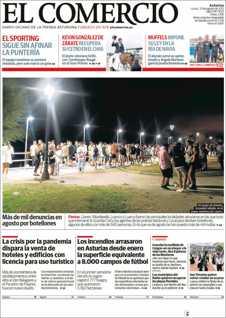 Portada de El Comercio (España)