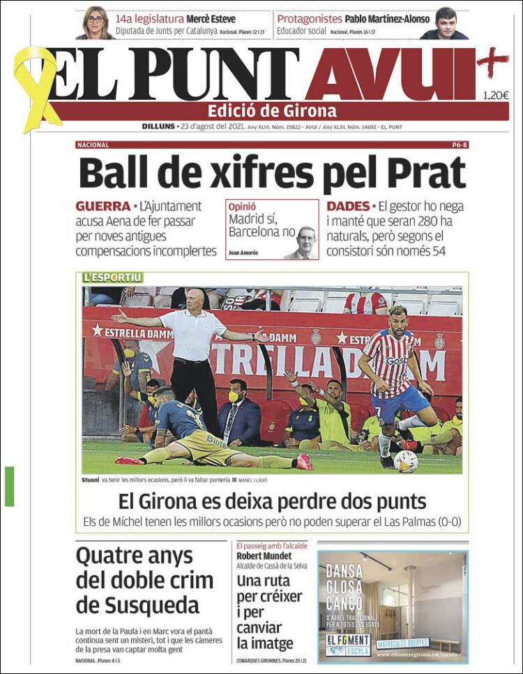 Portada de El Punt Avui - Girona (España)