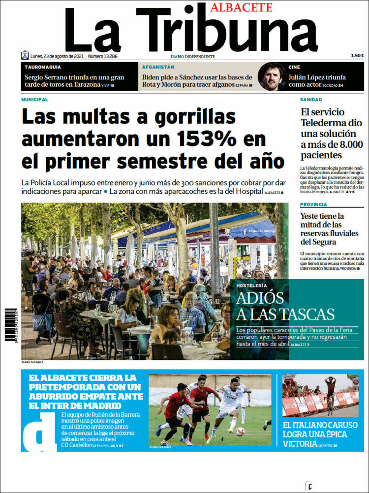 Portada de La Tribuna de Albacete (España)