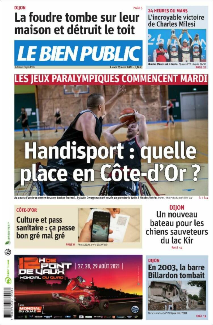 Portada de Le Bien Public (Francia)