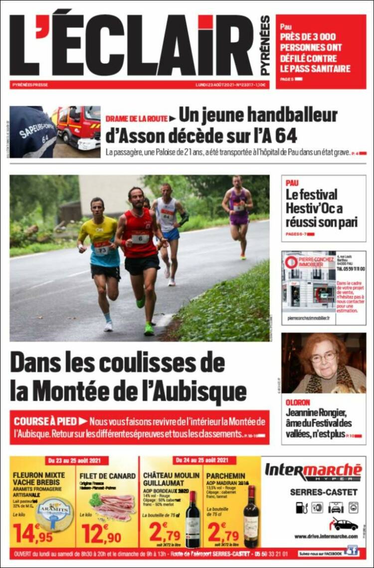 Portada de L'Eclair des Pyrénées (Francia)