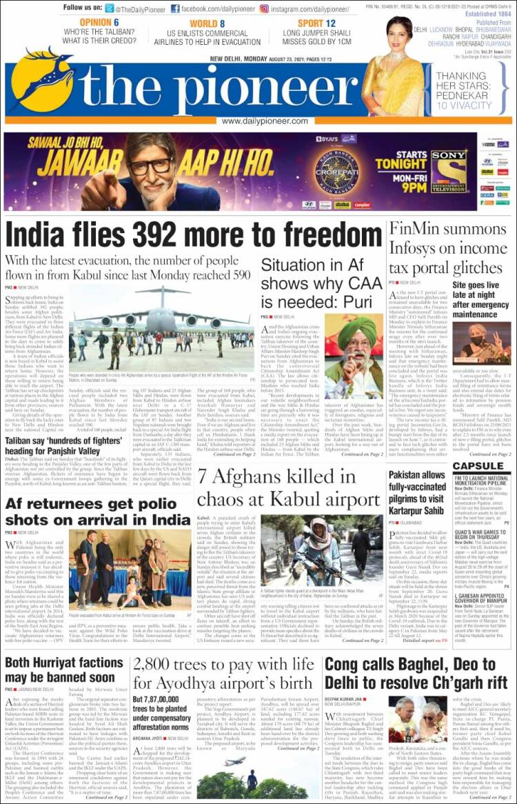 Portada de The Pioneer (India)