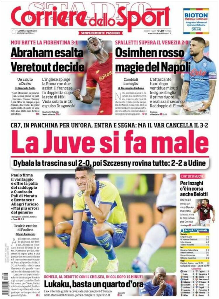 Portada de Corriere dello Sport (Italia)