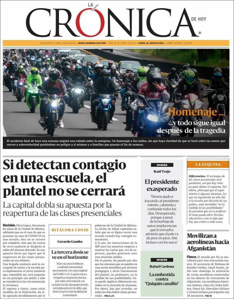 Portada de La Crónica de Hoy (México)