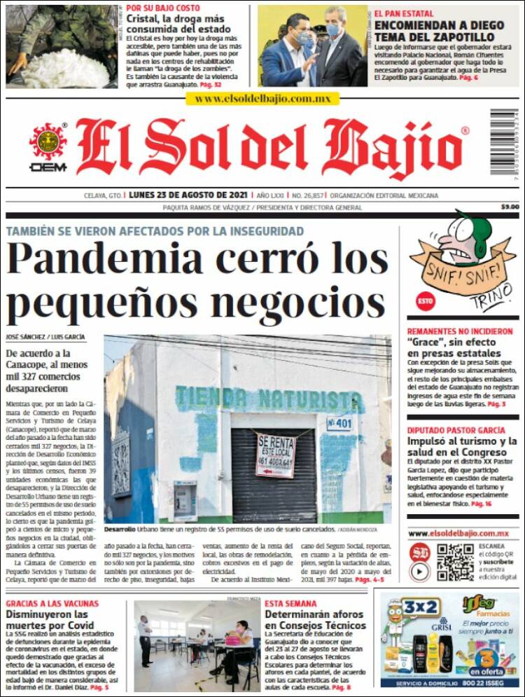 Portada de El Sol del Bajio (México)