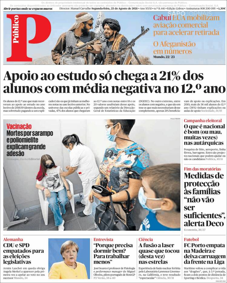 Portada de Público (Portugal)