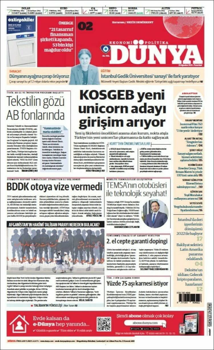 Portada de Dünya (Turqu&iacute;a)