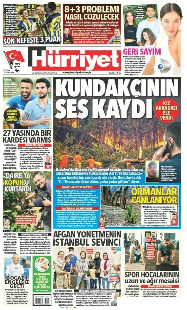 Portada de Hürriyet (Turqu&iacute;a)