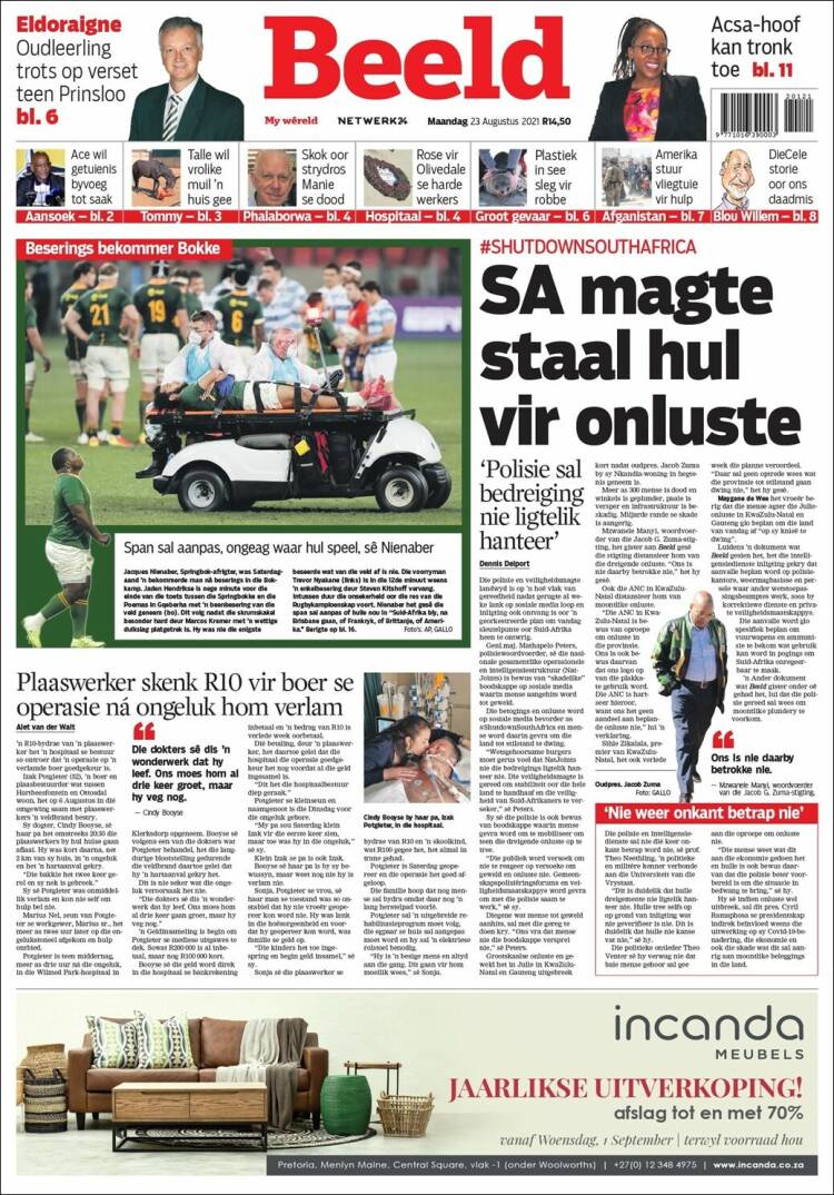 Portada de Beeld (Sud&aacute;frica)