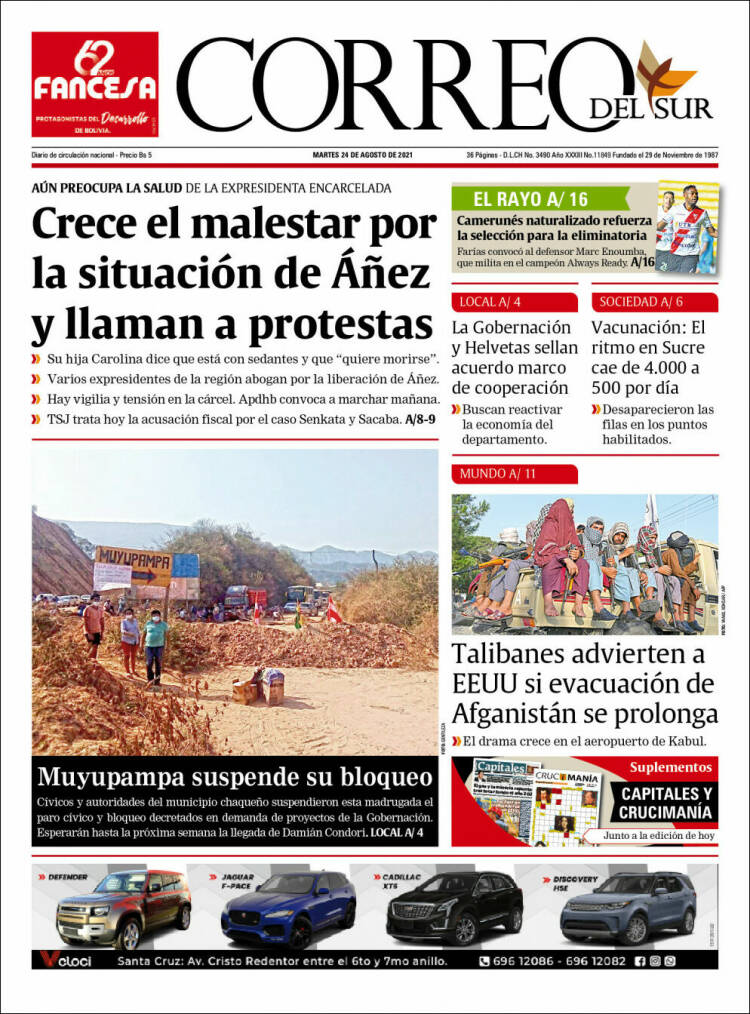 Portada de Correo Sur (Bolivia)