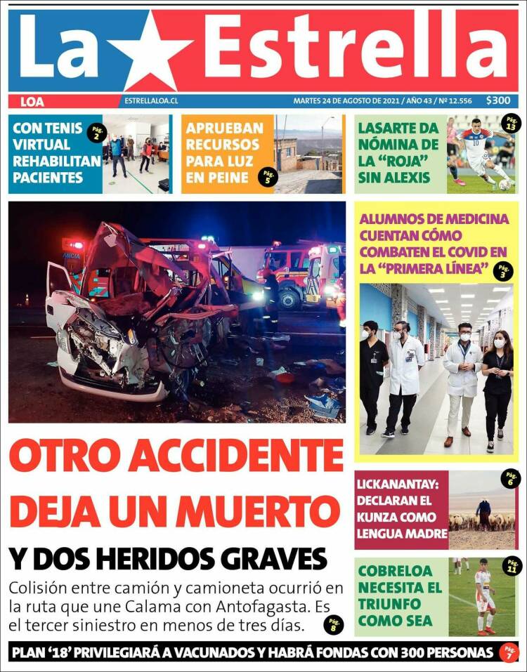 Portada de La Estrella de Loa (Chile)