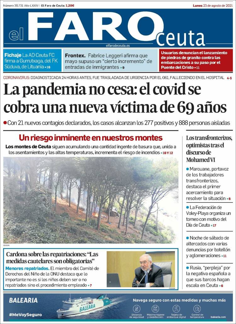 Portada de El Faro de Ceuta (Espa&ntilde;a)