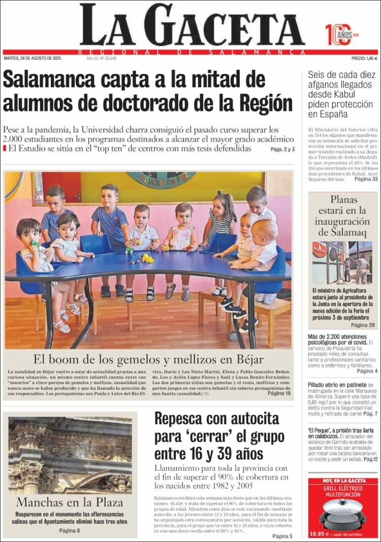 Portada de La Gaceta de Salamanca (Espa&ntilde;a)