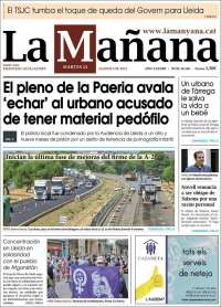 Portada de La Mañana - Diari de Ponent (Espagne)