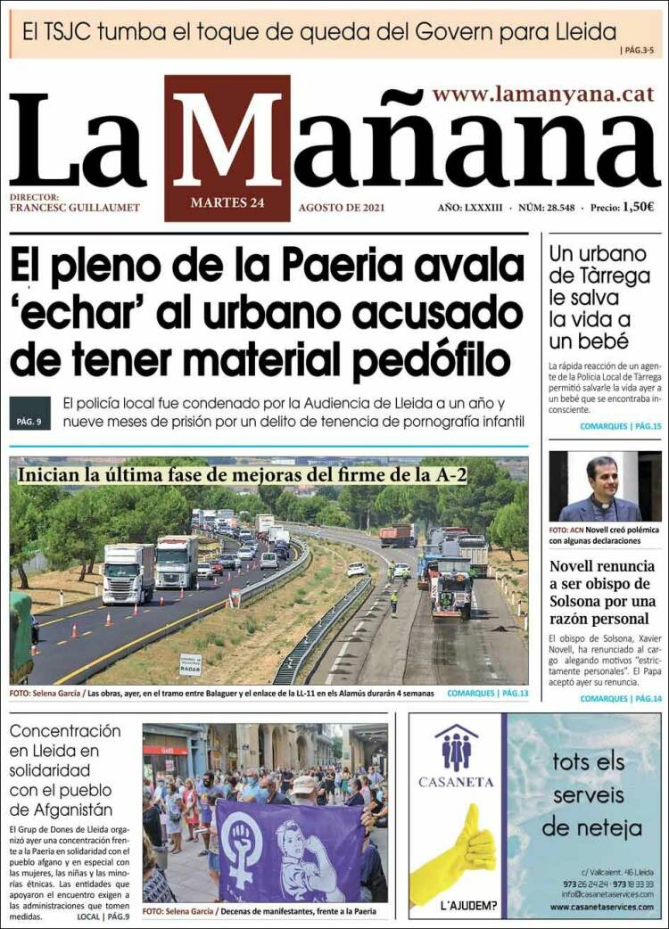 Portada de La Mañana - Diari de Ponent (Espa&ntilde;a)