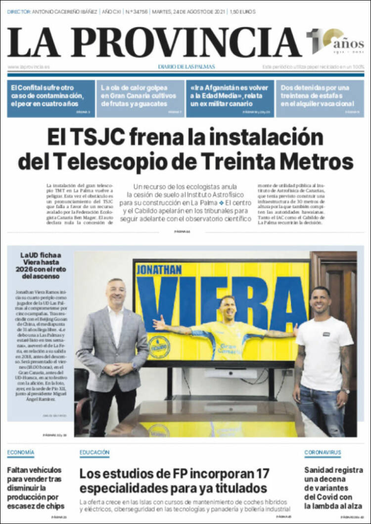 Portada de La Provincia (Espa&ntilde;a)