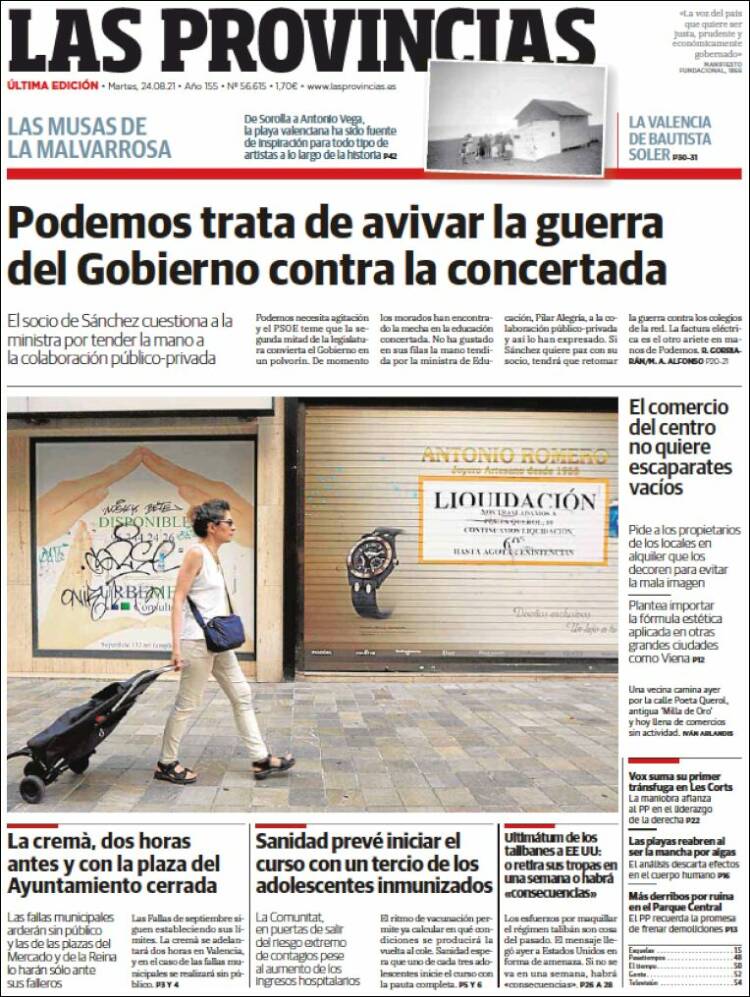 Portada de Las Provincias (Espa&ntilde;a)