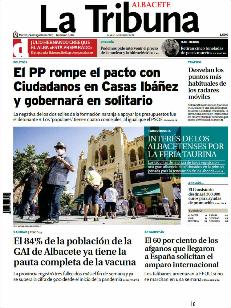 Portada de La Tribuna de Albacete (Espa&ntilde;a)