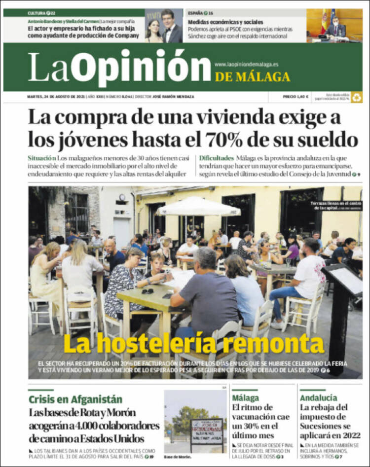 Portada de La Opinión de Málaga (Espa&ntilde;a)