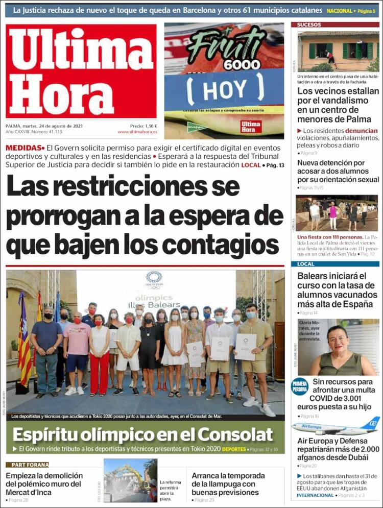 Portada de Última Hora (Espa&ntilde;a)