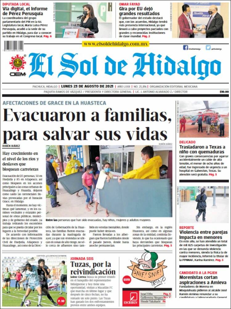 Portada de El Sol de Hidalgo (Mexico)