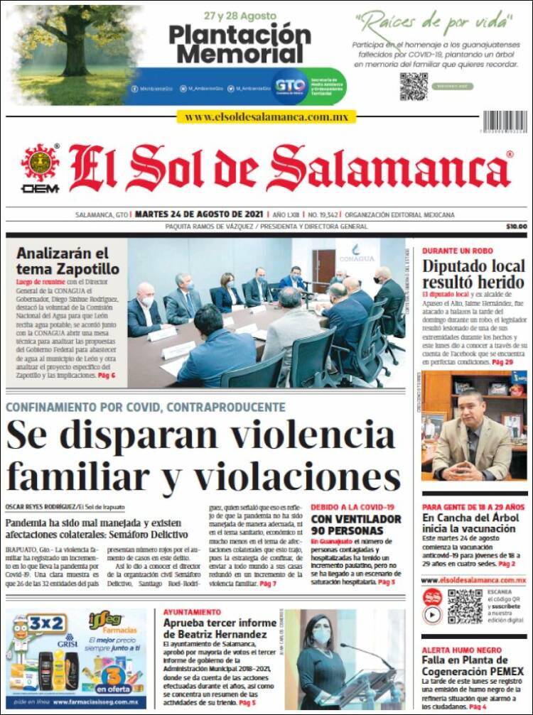 Portada de El Sol de Salamanca (México)