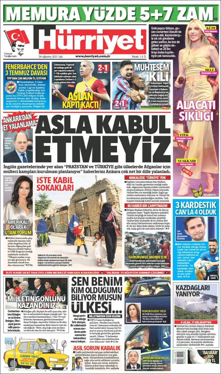 Portada de Hürriyet (Turqu&iacute;a)