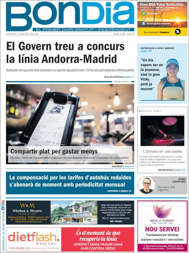 Portada de Diari Bondia (Andorra)