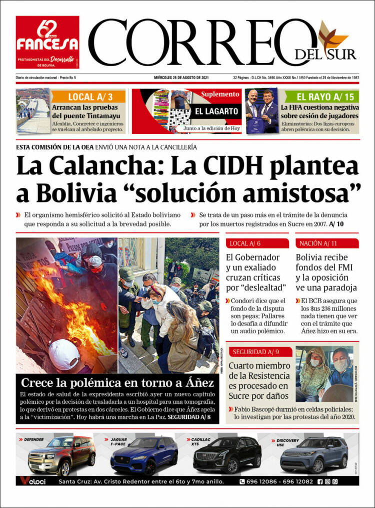 Portada de Correo Sur (Bolivia)