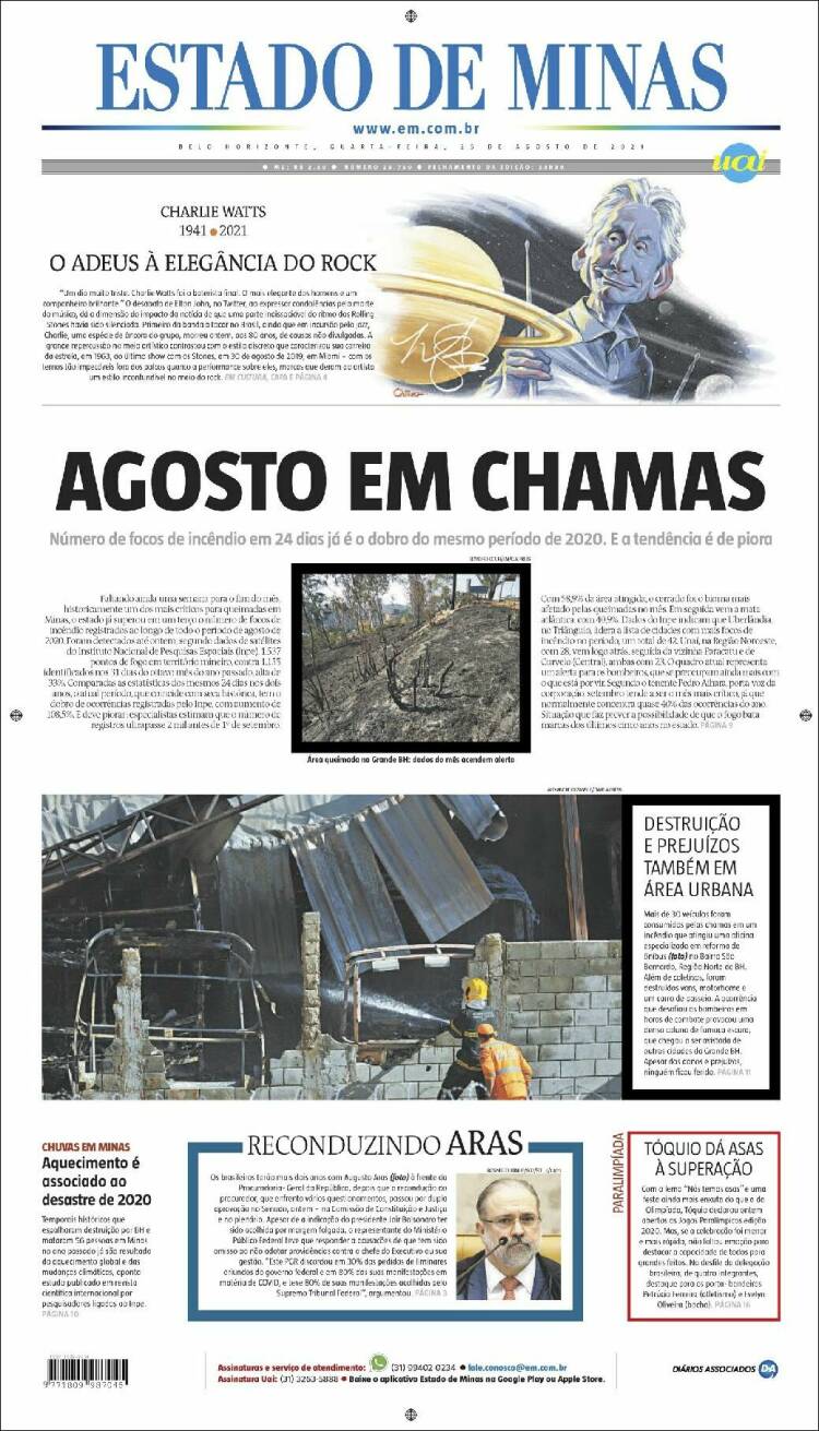 Portada de Jornal Estado de Minas (Brasil)