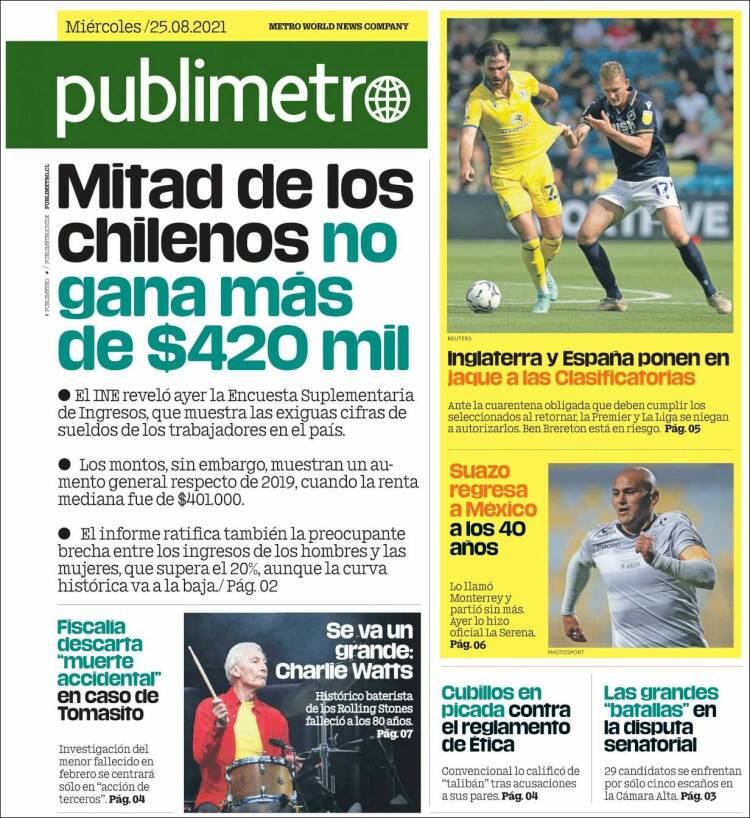 Portada de Publimetro (Chile)