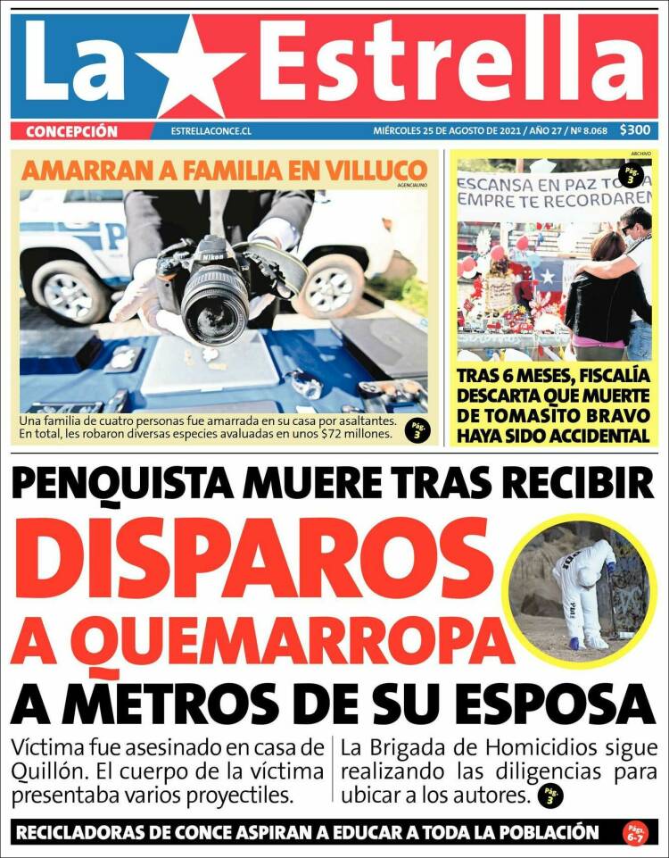 Portada de La Estrella de Concepción (Chile)