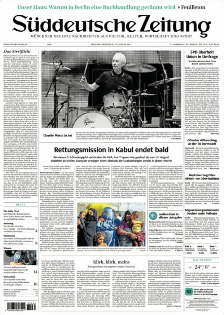 Portada de Sueddeutsche (Alemania)