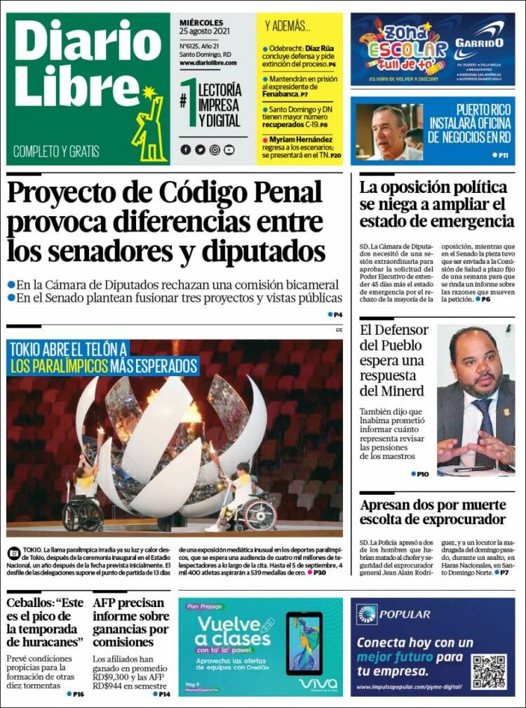 Portada de Diario Libre (R. Dominicana)